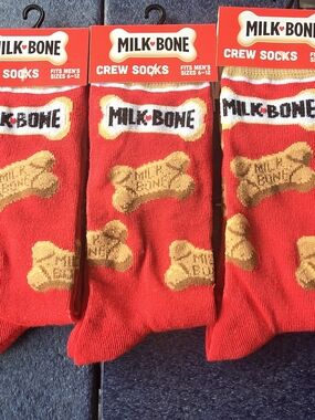 🐶 NWT Milk-Bone Sock Bundle 3 Pair Dog Lover Novelty Crew Socks